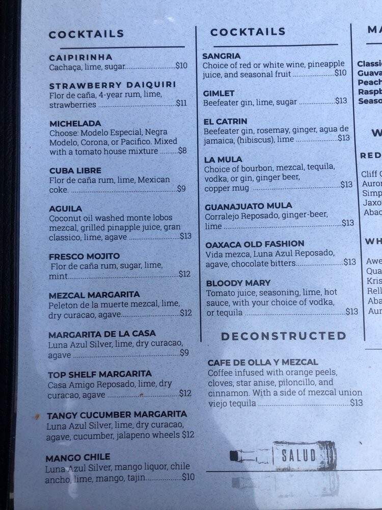 Mezcal Restaurant and Bar - Ashland, OR menu_pic