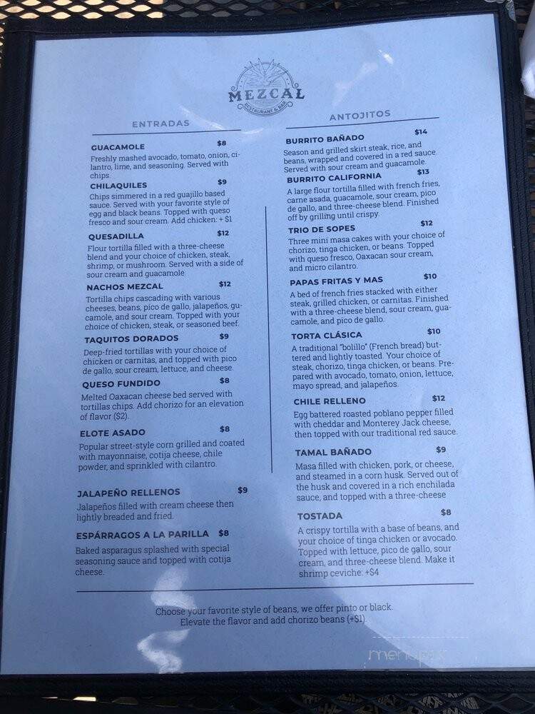 Mezcal Restaurant and Bar - Ashland, OR menu_pic