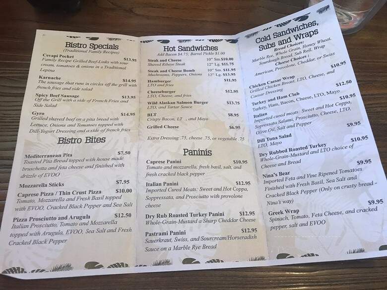 Nina's Bistro and Sandwiches - Concord, NH menu_pic
