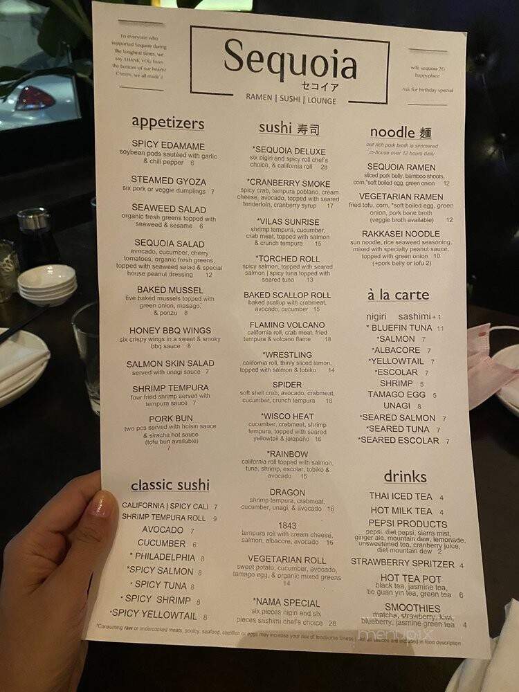 Sequoia - Madison, WI menu_pic