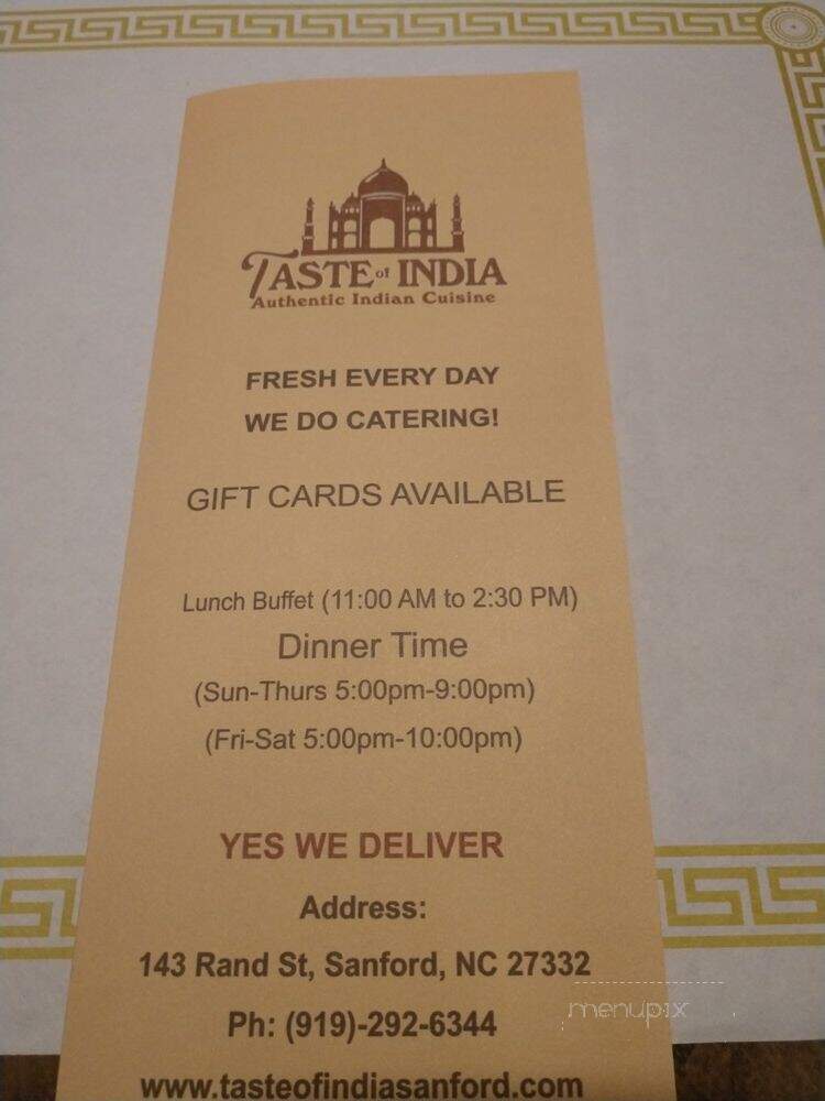 Taste Of India - Sanford, NC