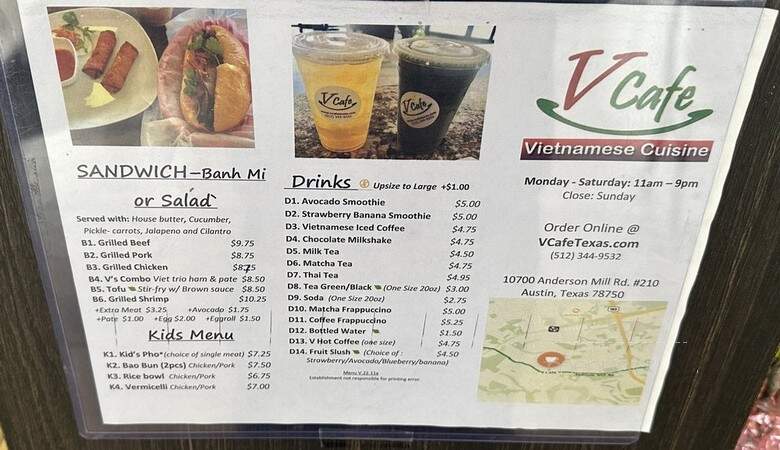 V Cafe - Austin, TX menu_pic