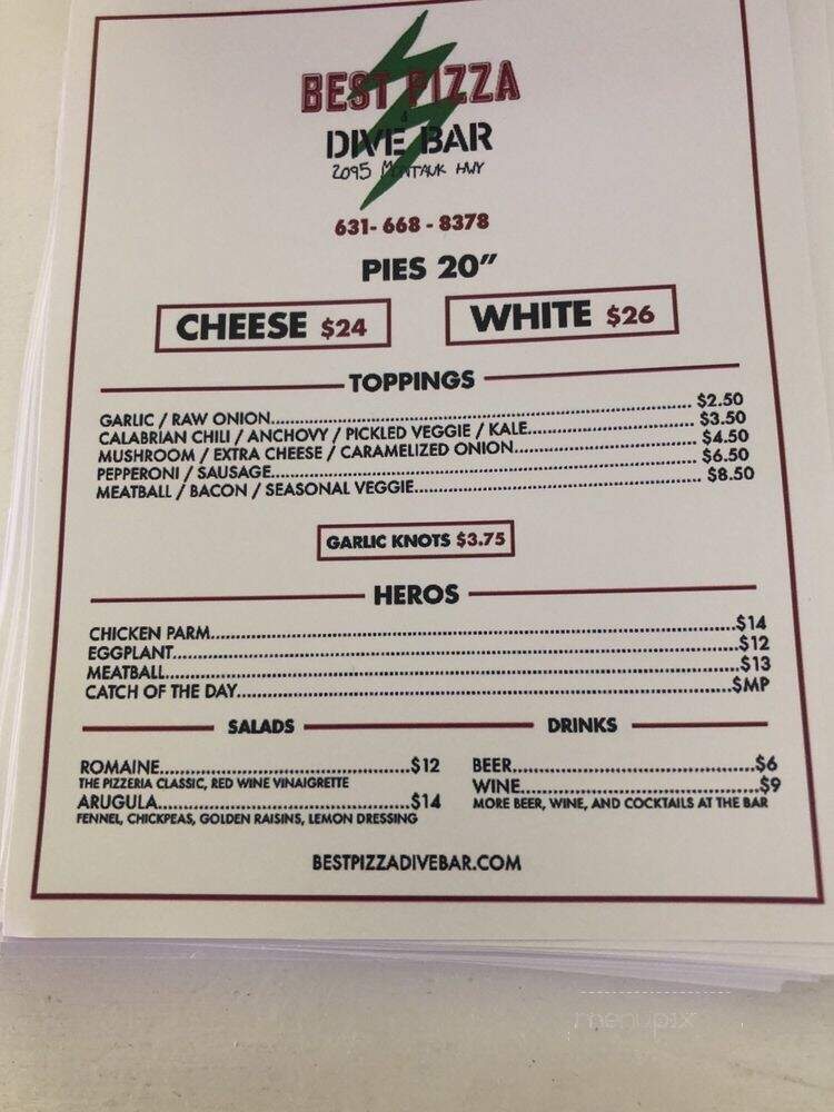 Best Pizza Dive Bar - Amagansett, NY menu_pic