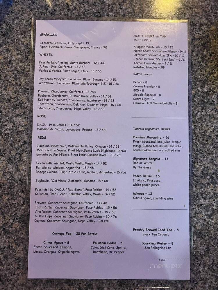 Terra Wood-Fired Kitchen - Yorba Linda, CA menu_pic