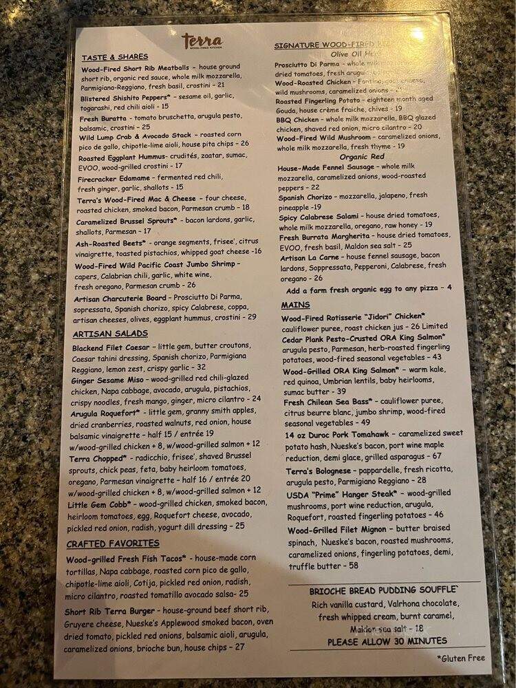 Terra Wood-Fired Kitchen - Yorba Linda, CA menu_pic