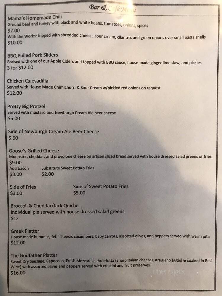 The Barking Goose Bookstore Bar & Cafe - Newburgh, NY menu_pic