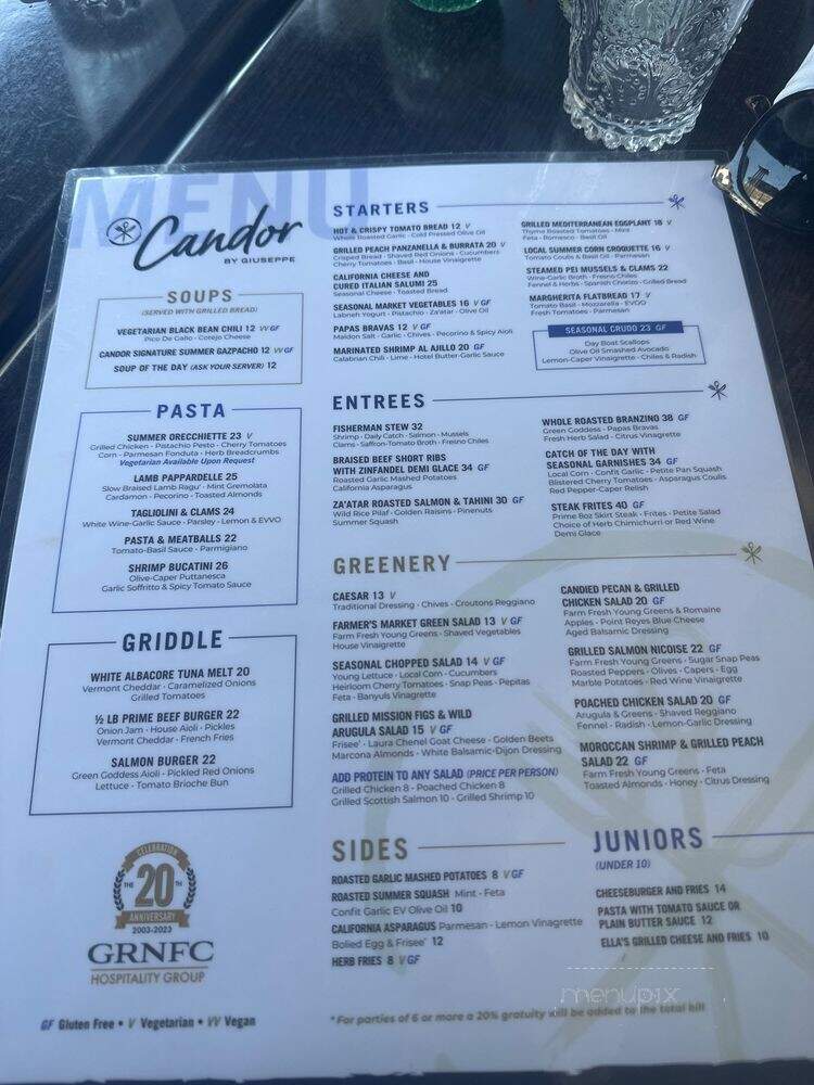 Candor by Giuseppe - San Diego, CA menu_pic