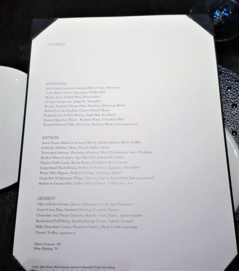 701 West - New York, NY menu_pic