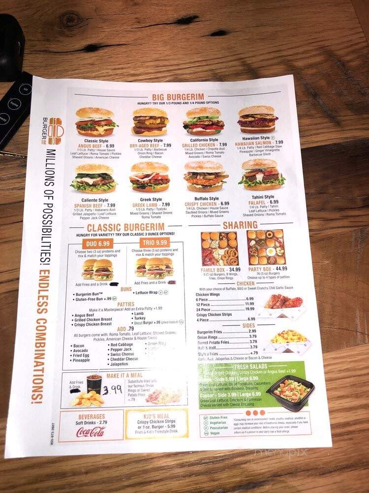 Burgerim - Warrington, PA menu_pic