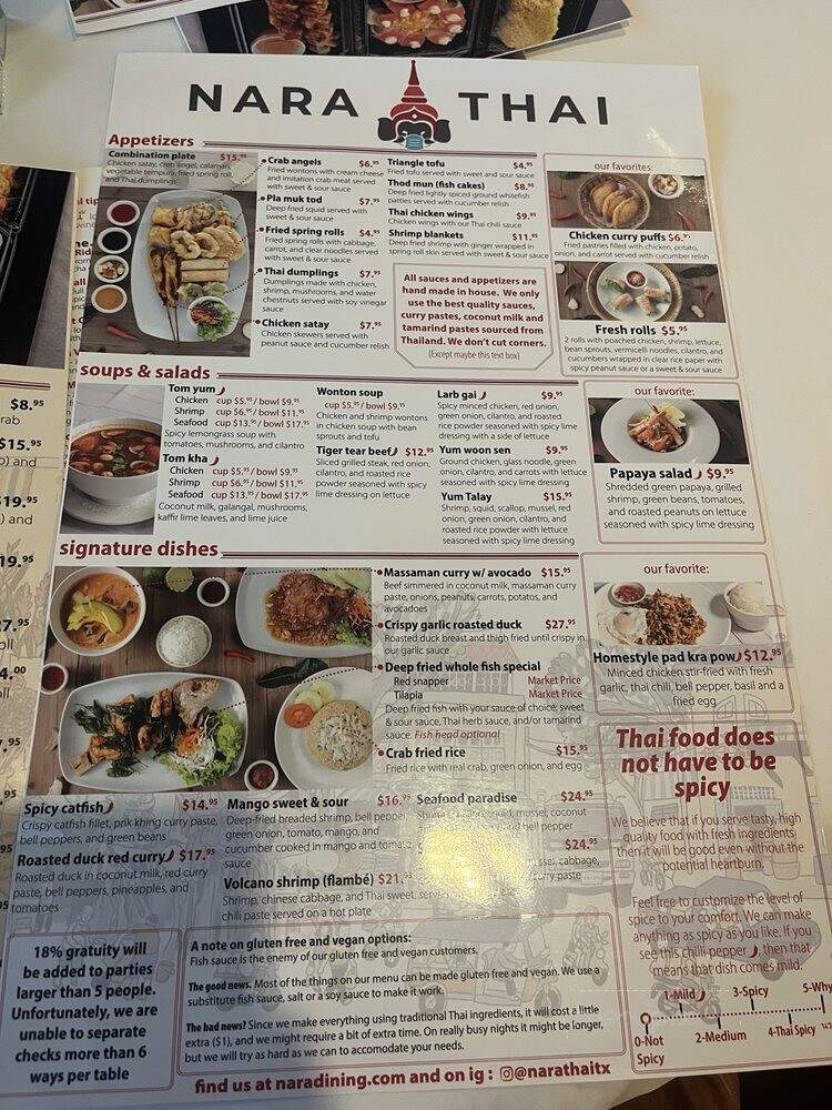 Nara Thai Dining - Cypress, TX menu_pic