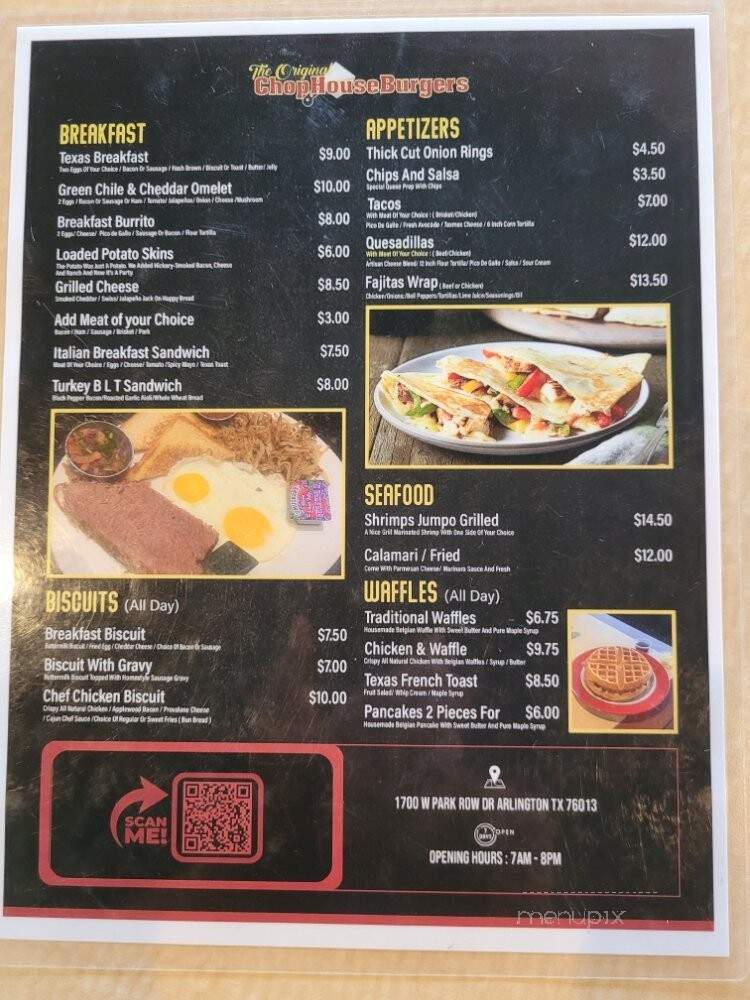 The Original Chop House Burger - Arlington, TX menu_pic