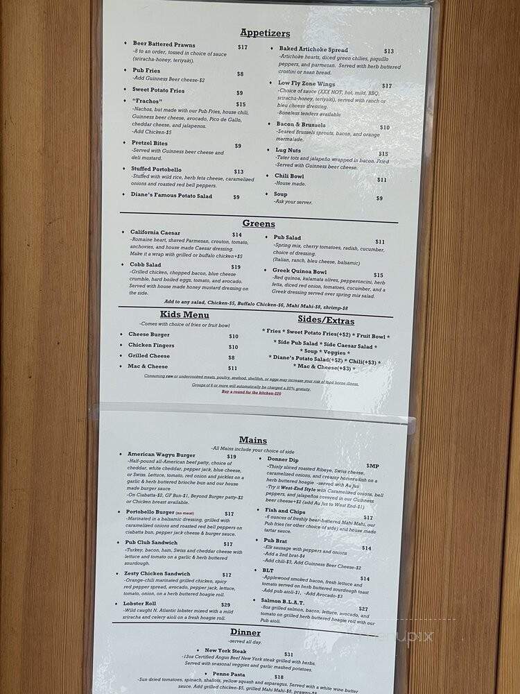 The Pub at Donner Lake - Truckee, CA menu_pic