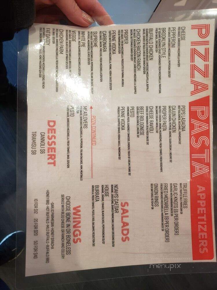 Proper Pizza and Pasta - Los Angeles, CA menu_pic