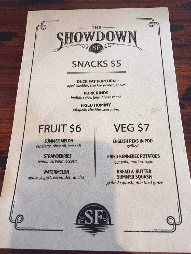 The Showdown - San Francisco, CA menu_pic