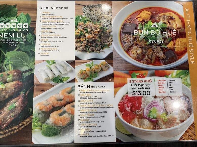 5 Stars Hue Restaurant - El Monte, CA menu_pic