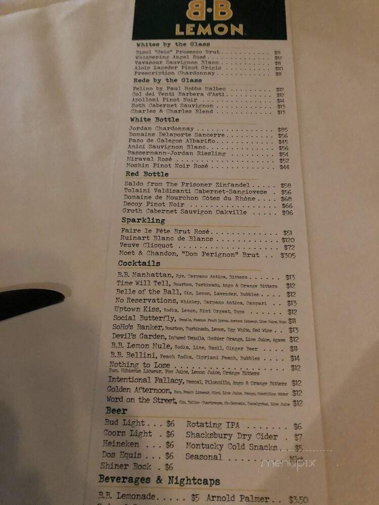 B.B. Lemon - Houston, TX menu_pic