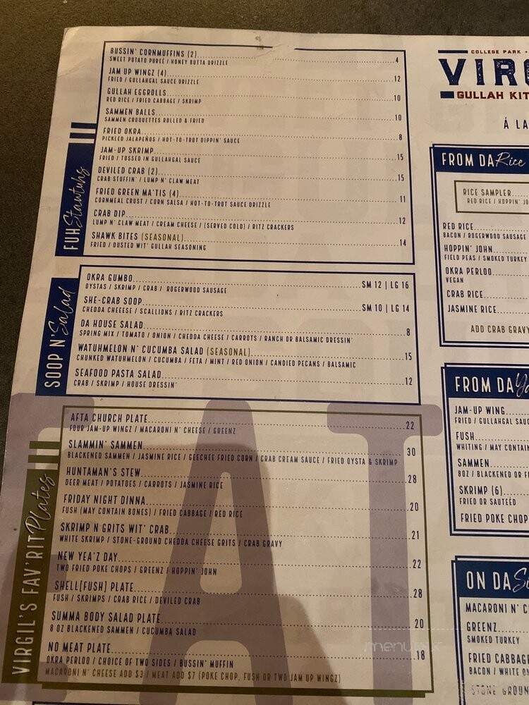 Virgils Gullah Kitchen & Bar - College Park, GA menu_pic
