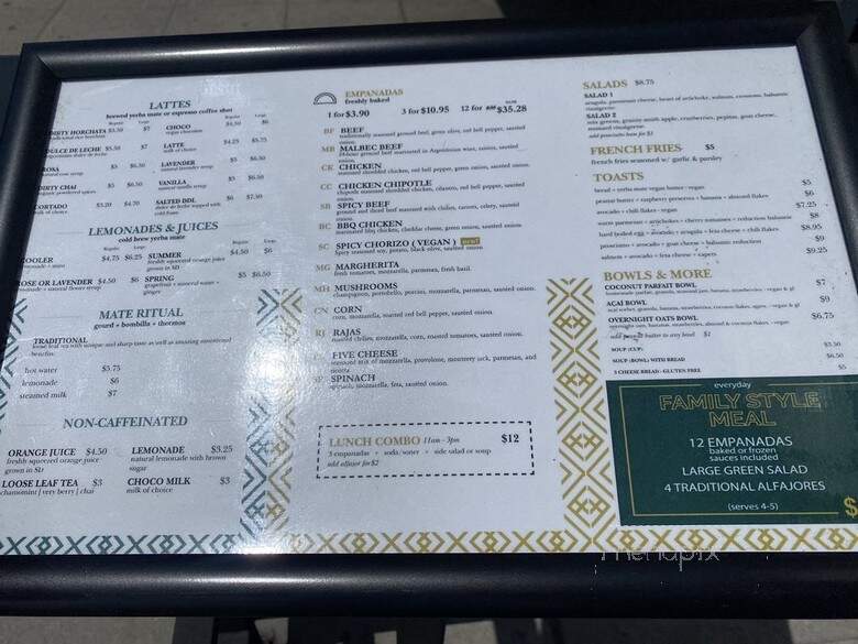 Yerba Mate Bar & Empanadas - San Diego, CA menu_pic