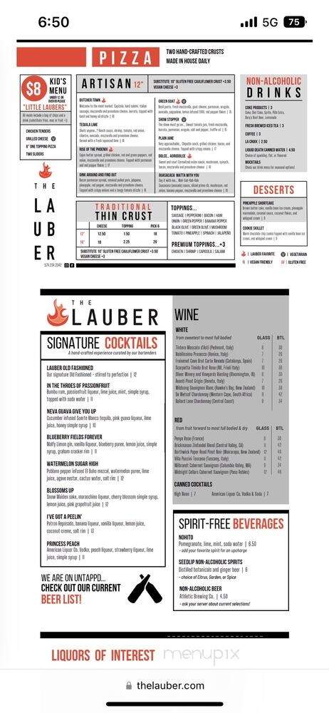 The Lauber - South Bend, IN menu_pic