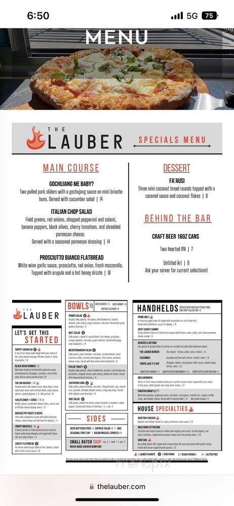 The Lauber - South Bend, IN menu_pic