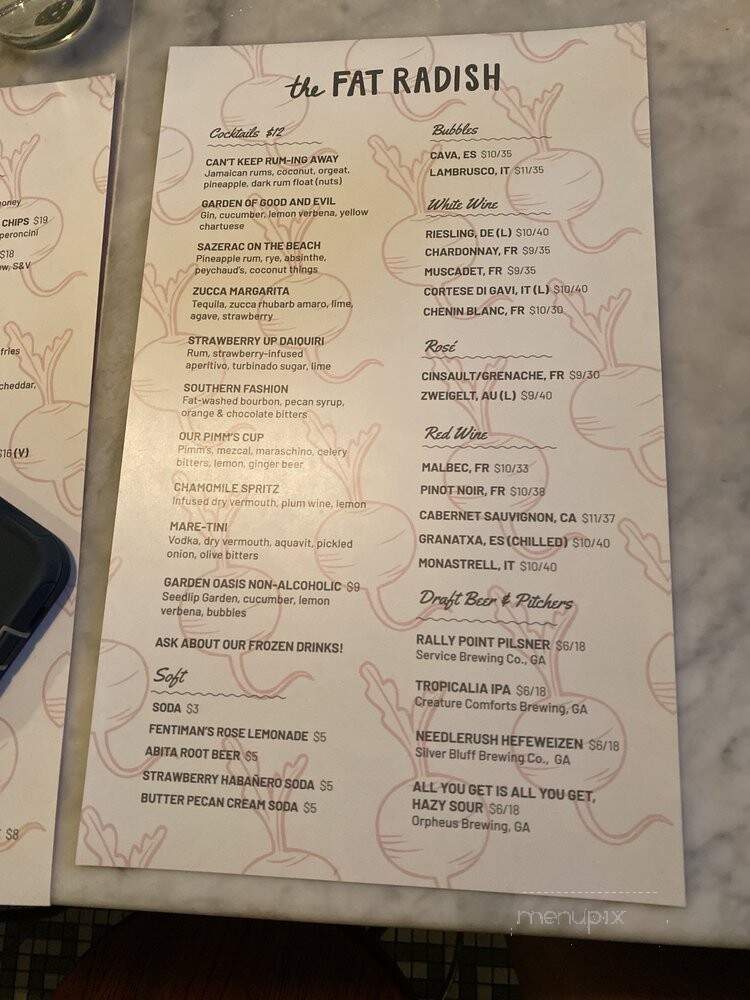 The Fat Radish - Savannah, GA menu_pic