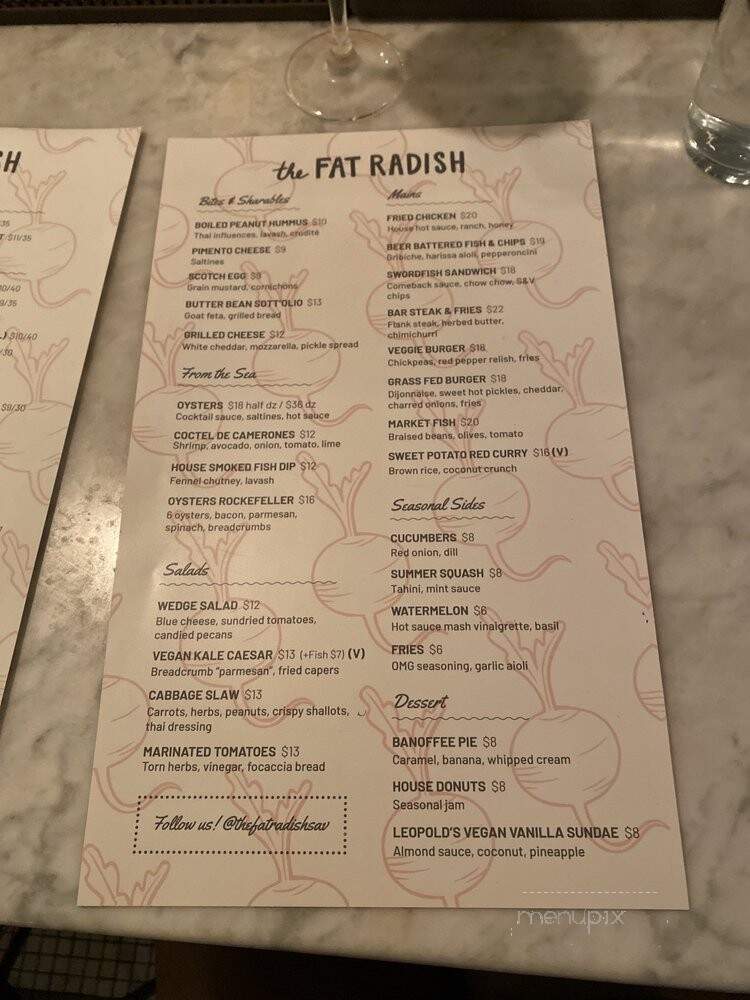 The Fat Radish - Savannah, GA menu_pic