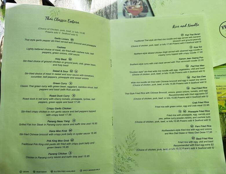 Fern Thai on Main - Bellevue, WA menu_pic