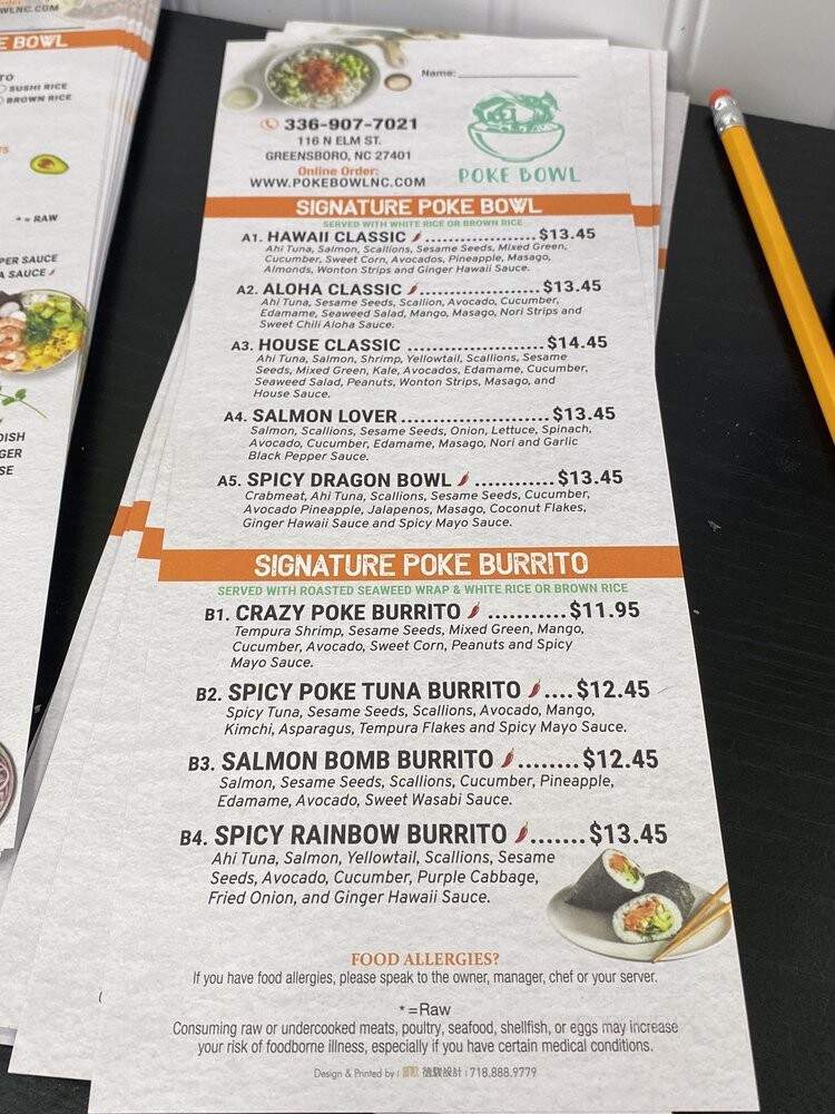 Poke Bowl - Greensboro, NC menu_pic