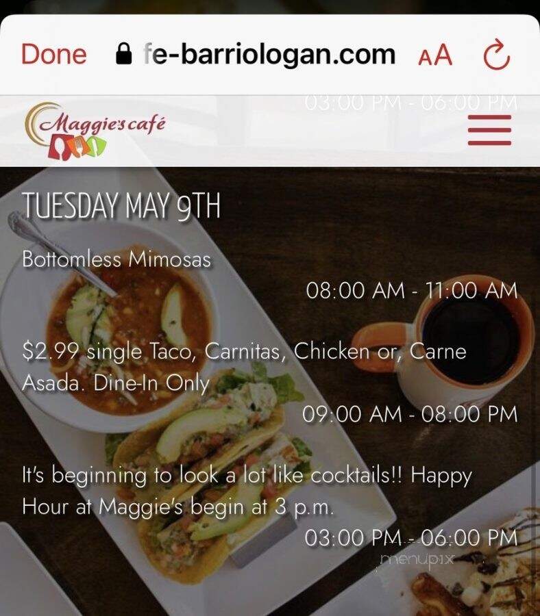 Maggie's Cafe - San Diego, CA menu_pic