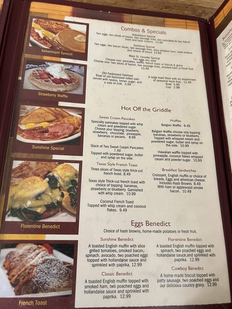 Sebastopol Sunshine Cafe - Sebastopol, CA menu_pic