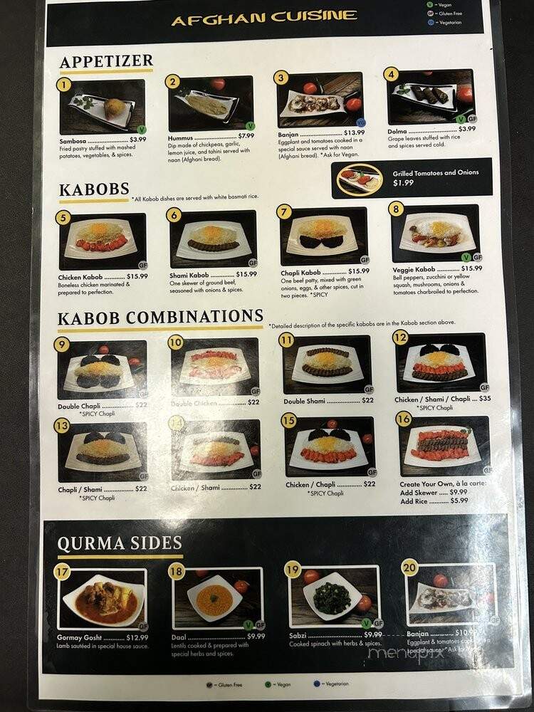Afghan Cuisine - Concord, CA menu_pic