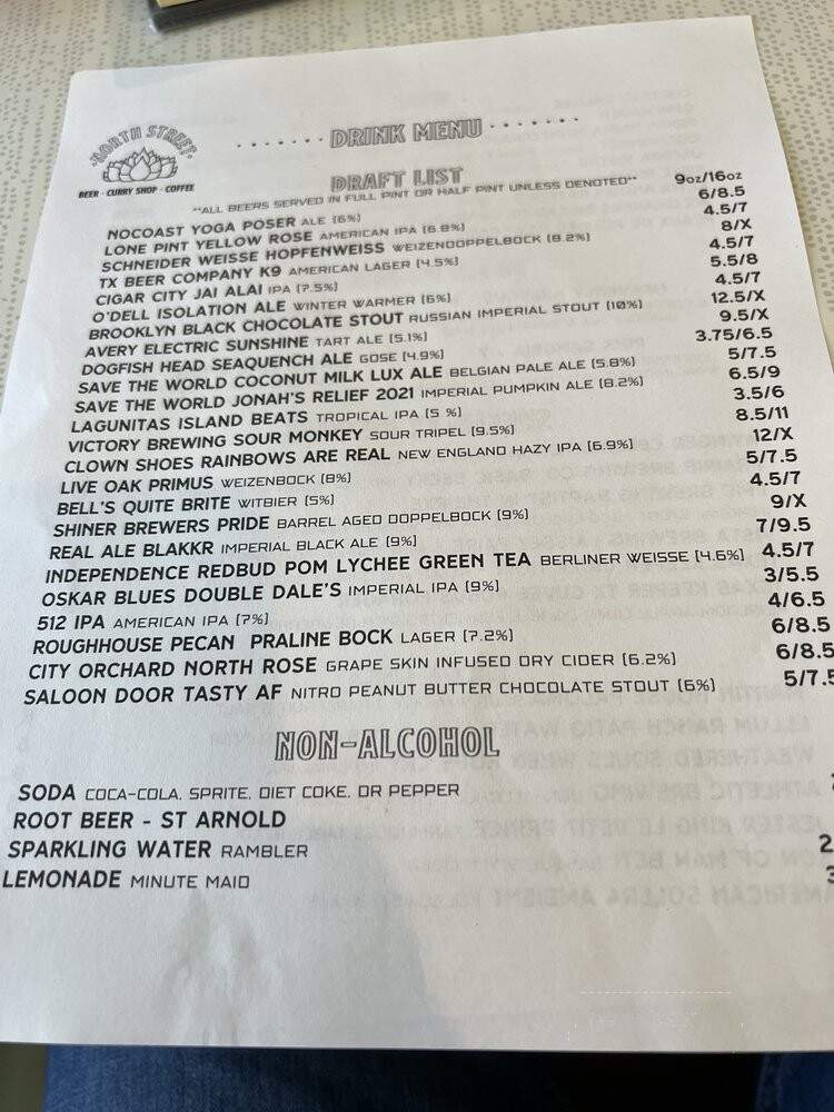 North Street - San Marcos, TX menu_pic
