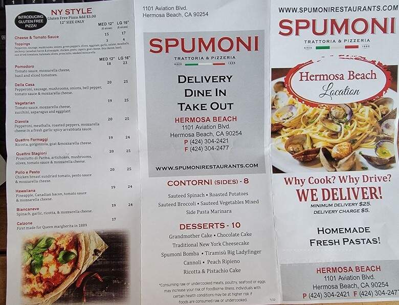 Spumoni Trattoria & Pizzeria - Hermosa Beach, CA menu_pic