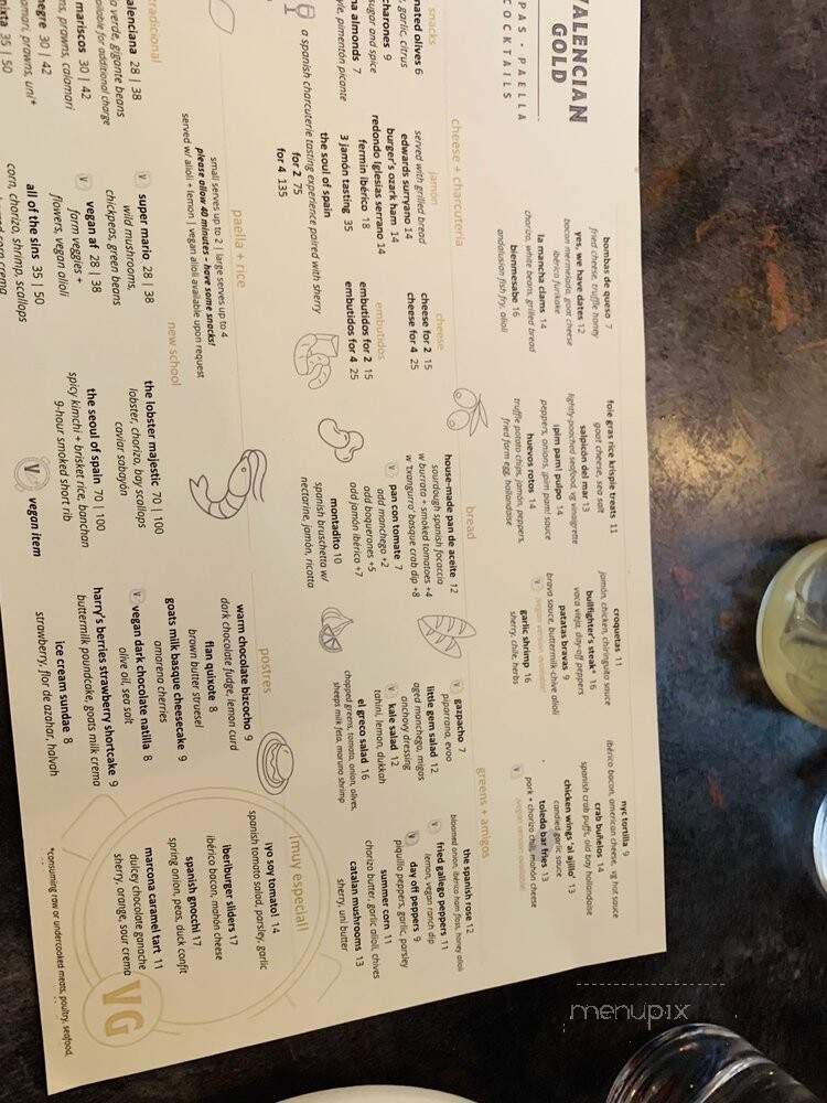 Valencian Gold - Las Vegas, NV menu_pic