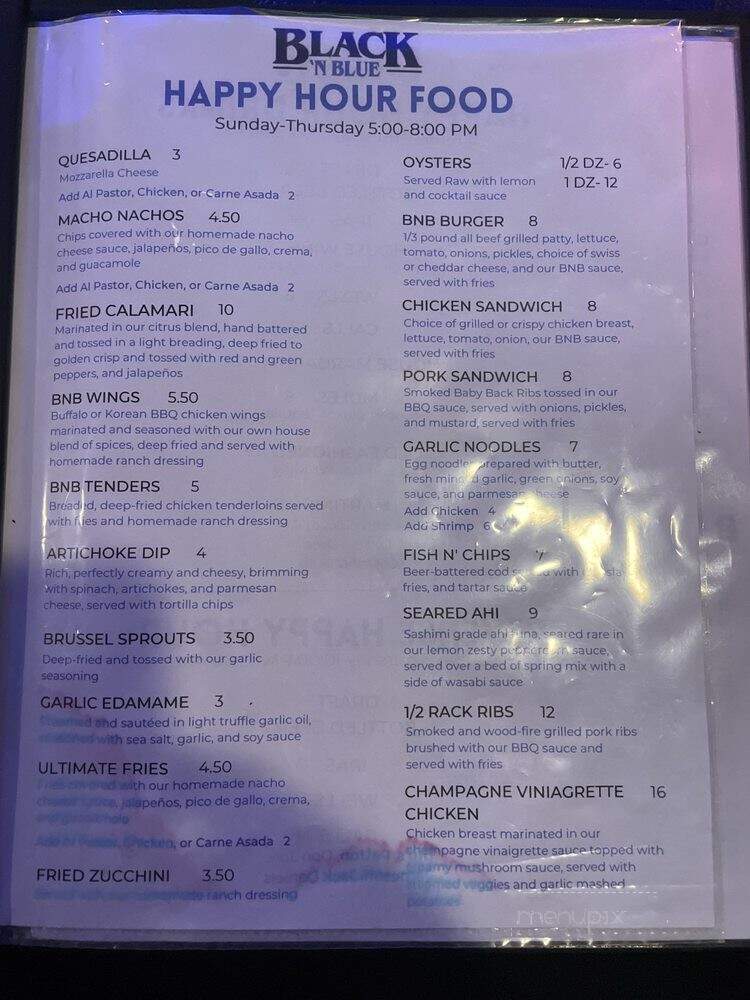 Black and Blue - Valencia, CA menu_pic