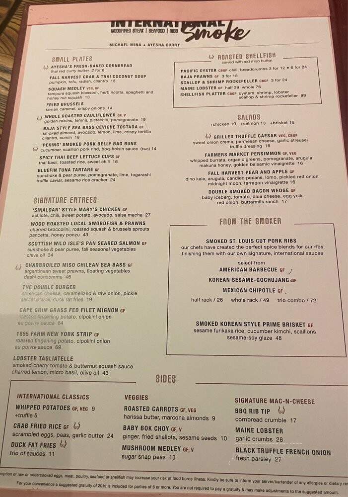 International Smoke Del Mar - San Diego, CA menu_pic