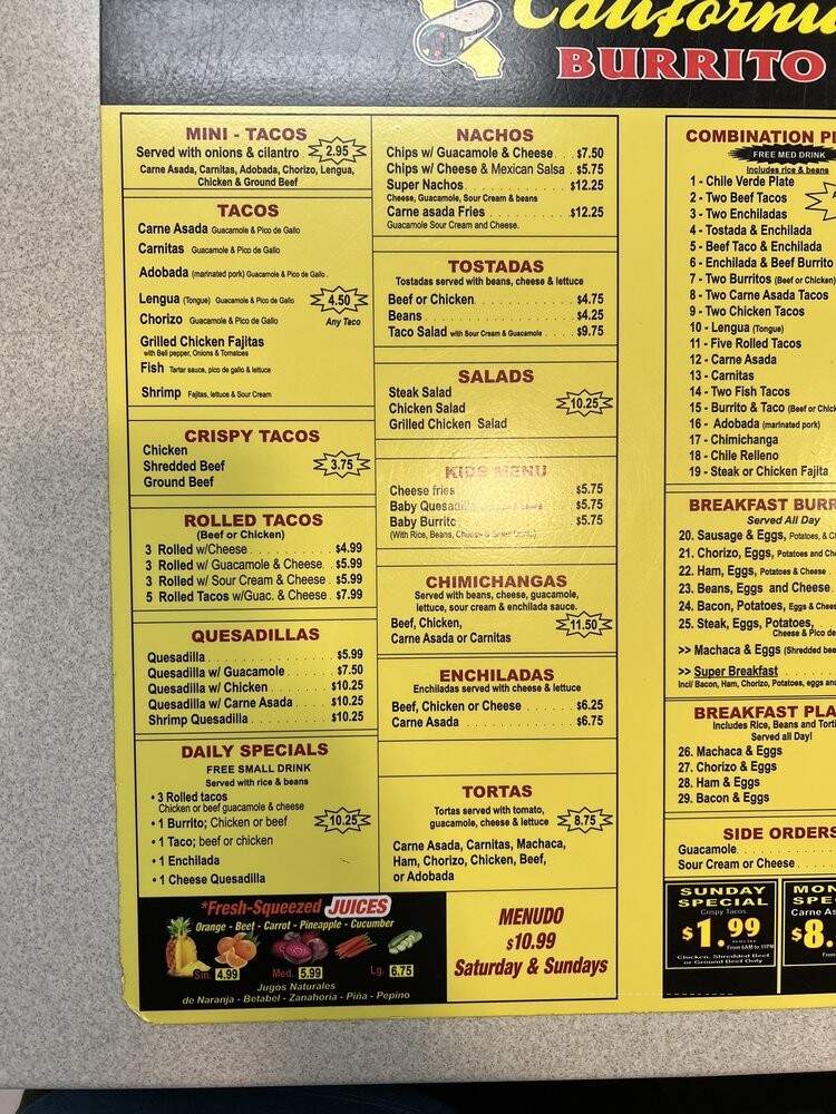 California Burrito - Antioch, CA menu_pic