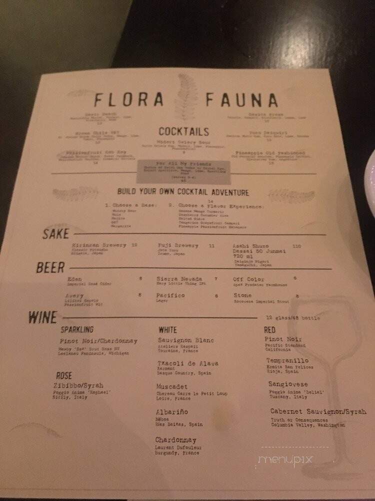 Flora Fauna - Chicago, IL menu_pic