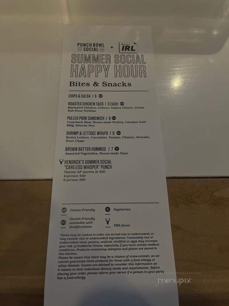 Punch Bowl Social Dallas - Dallas, TX menu_pic