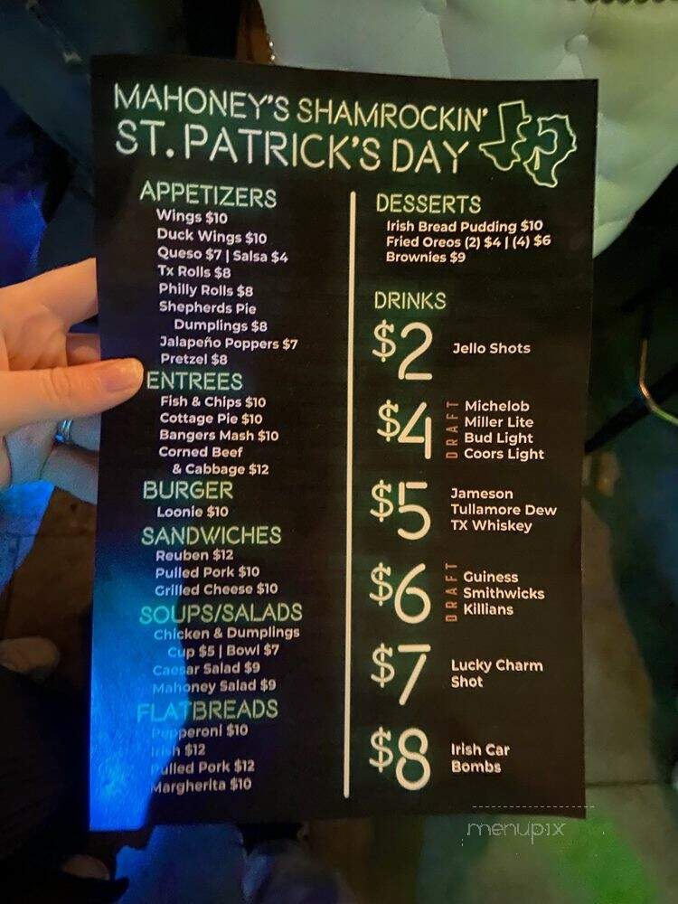 Mahoney's - The Woodlands, TX menu_pic