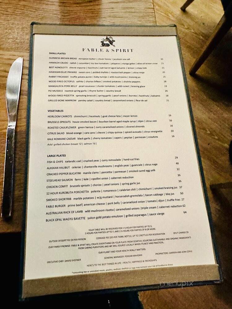Fable & Spirit - Newport Beach, CA menu_pic