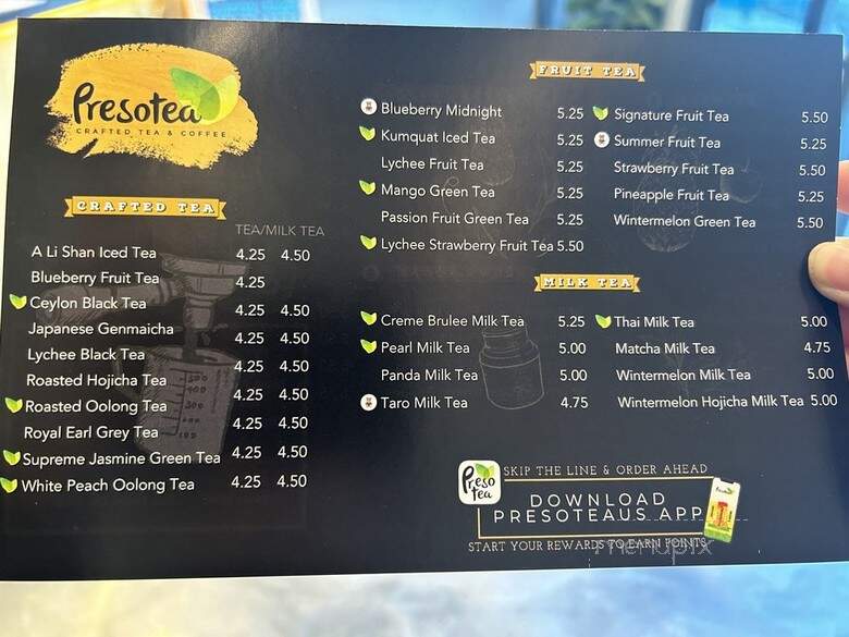 Presotea - Westminster, CA menu_pic