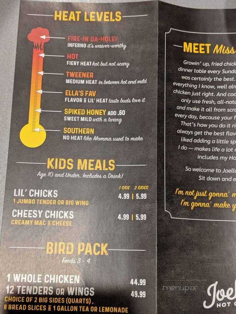 Joella's Hot Chicken Cumberland - Atlanta, GA menu_pic