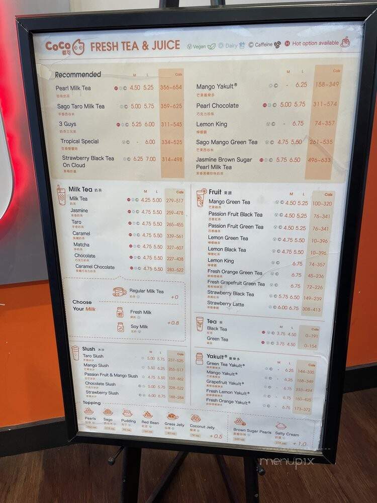 CoCo Fresh Tea & Juice - San Francisco, CA menu_pic