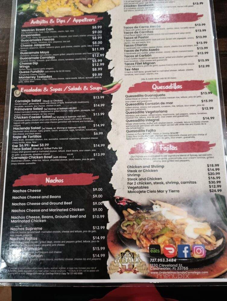 Hacienda Corralejo Mexican Kitchen - Clearwater, FL menu_pic