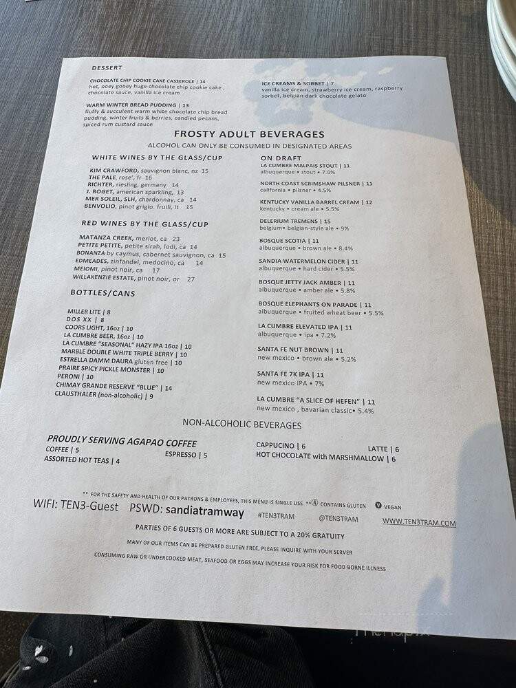 Ten 3 - Albuquerque, NM menu_pic