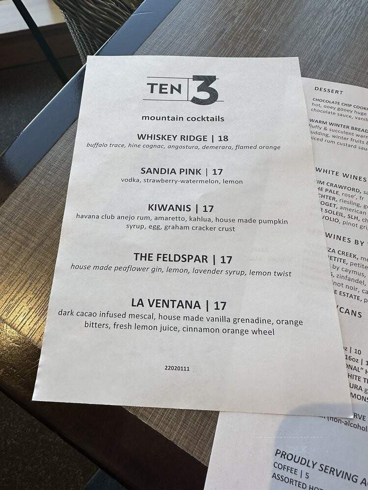 Ten 3 - Albuquerque, NM menu_pic
