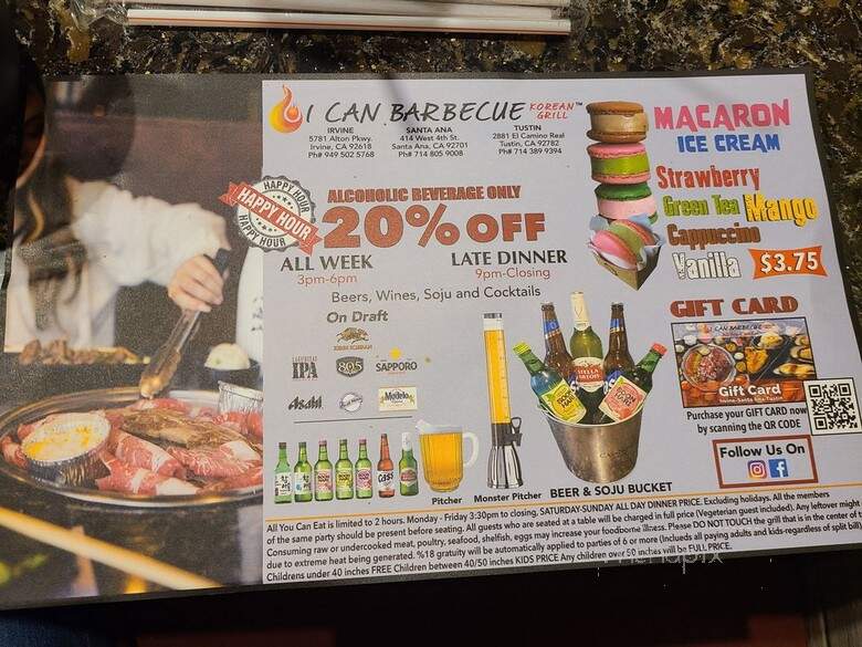 I Can Barbecue Santa Ana Korean Grill - Santa Ana, CA menu_pic