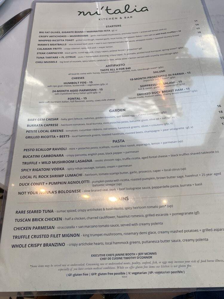 Mi'talia Kitchen & Bar - Miami, FL menu_pic