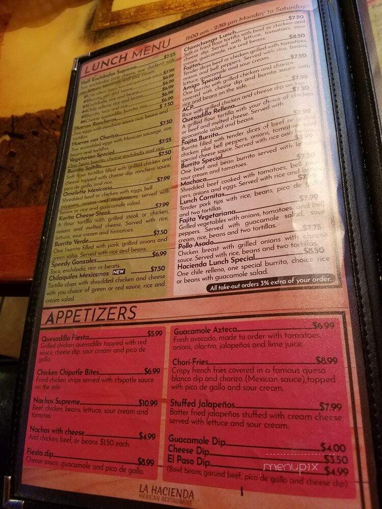 Hacienda Pizzeria - Binghamton, NY menu_pic